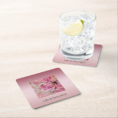 ピンクホワイトローズビューティフルモーメント スクエアペーパーコースター (インサイチュ)