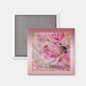 ピンクホワイトローズビューティフルモーメント マグネット (正面/裏面)