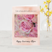 ピンクホワイトローズビューティフルライフ カード (黄色い花)