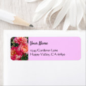 ピンクホワイトローズ編集可能差出人住所ラベル ラベル (インサイチュ)