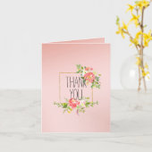 ピンクホワイトローズ赤面グラデーションフローラ カード (黄色い花)