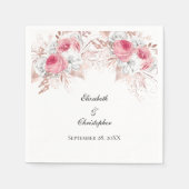 ピンクホワイトローズ金ゴールドフローラエレガントな結婚式 スタンダードカクテルナプキン (正面)