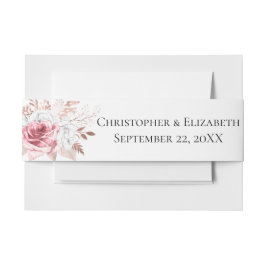 ピンクホワイトローズ金ゴールドフローラエレガントな結婚式 招待状ベリーバンド