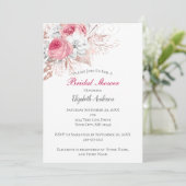 ピンクホワイトローズ金ゴールドフローラトレンディーブライダルシャワー 招待状 (スタンド正面)