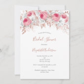 ピンクホワイトローズ金ゴールドフローラトレンディーブライダルシャワー 招待状 (正面)