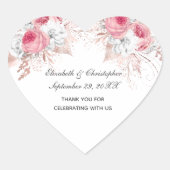 ピンクホワイトローズ金ゴールドフローラトレンディー結婚式の引き出物 ハートシール (正面)