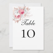 ピンクホワイトローズ金ゴールド結婚フローラのテーブル番号 (正面)