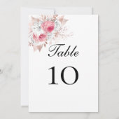 ピンクホワイトローズ金ゴールド結婚フローラのテーブル番号 (裏面)