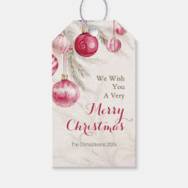 ピンクホワイトヴィンテージオーナメントクリスマス ギフトタグ
