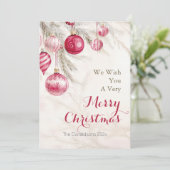 ピンクホワイトヴィンテージオーナメントクリスマス シーズンカード (スタンド正面)