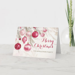 ピンクホワイトヴィンテージオーナメントクリスマス シーズンカード