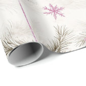 ピンクホワイトヴィンテージオーナメントクリスマス ラッピングペーパー (ロールコーナー)