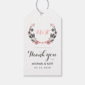 ピンクホワイトヴィンテージフラワーリース結婚ズギフトラベル ギフトタグ (正面)