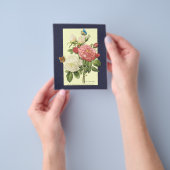 ピンクホワイトヴィンテージ植物学バラフライヤーテンプレート チラシ (手)