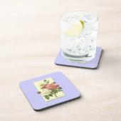 ピンクホワイトヴィンテージ植物学バラ コースター (右側)