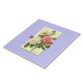 ピンクホワイトヴィンテージ植物学バラ タイル (側面)