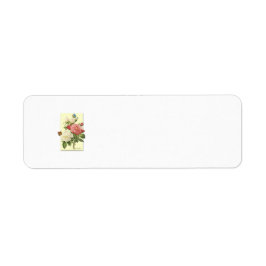 ピンクホワイトヴィンテージ植物学バラ ラベル