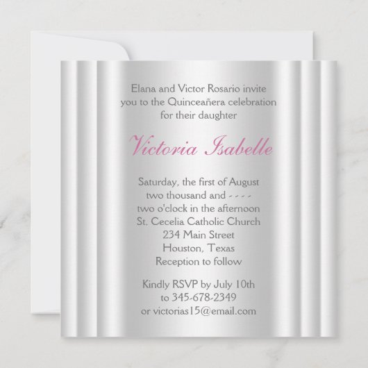 ピンクホワイト写真キンセアニェラ 招待状 (裏面)