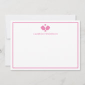 ピンクホワイト名パーソナライズされたおもしろいピックボール ノートカード (正面)