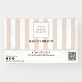 ピンクホワイト垂直ストライプベーカリーロゴビジネス 横断幕 (横)