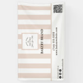 ピンクホワイト垂直ストライプベーカリーロゴビジネス 横断幕 (縦)