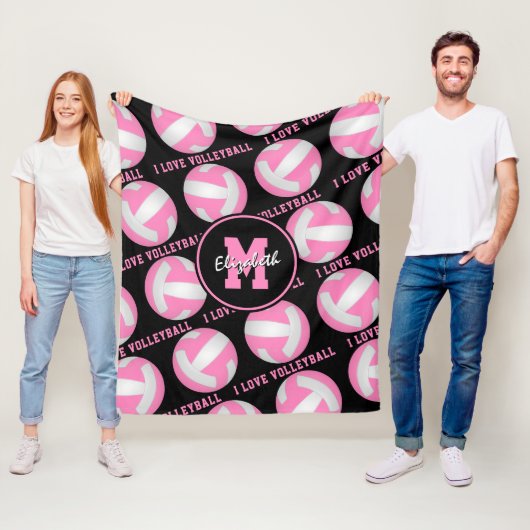 ピンクホワイト彼女は私はバレーボールのスポーツルームが大好き フリースブランケット (インサイチュ)