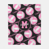 ピンクホワイト彼女は私はバレーボールのスポーツルームが大好き フリースブランケット (正面)