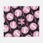 ピンクホワイト彼女は私はバレーボールのスポーツルームが大好き フリースブランケット (正面(横))