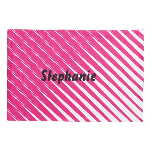 ピンクホワイト抽象芸術名前をカスタムするカガーリーウトデコー 枕カバー (裏面)