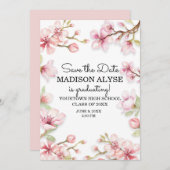 ピンクホワイト春ガーデンフローラ卒業 招待状 (正面/裏面)