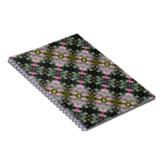 ピンクホワイト春花咲き抽象芸術アートノート ノートブック (右側)