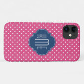 ピンクホワイト水玉模様クローバーモノグラム Case-Mate iPhoneケース (裏面(横))