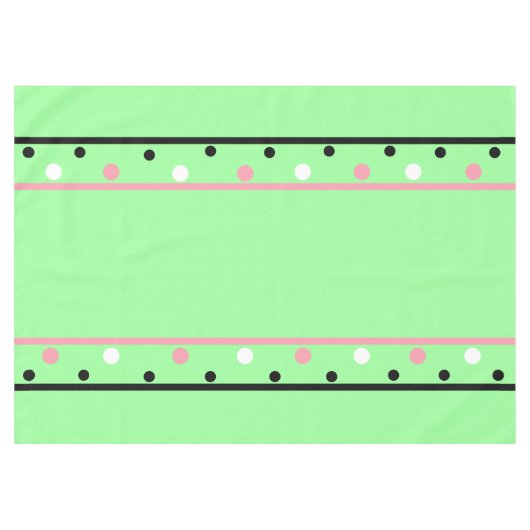 ピンクホワイト水玉模様グリーン テーブルクロス (正面(横))
