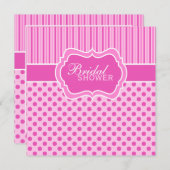 ピンクホワイト水玉模様ストライプブライダルシャワー招待状 招待状 (正面/裏面)