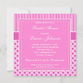 ピンクホワイト水玉模様ストライプブライダルシャワー招待状 招待状 (裏面)