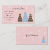 ピンクホワイト水玉模様デザイナーケーキ 名刺 (正面/裏面)