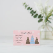 ピンクホワイト水玉模様デザイナーケーキ 名刺 (スタンド正面)