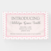 ピンクホワイト水玉模様ベビーガールシャワー入門 横断幕 (横)