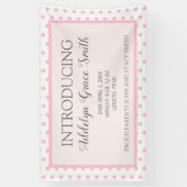 ピンクホワイト水玉模様ベビーガールシャワー入門 横断幕 (縦)