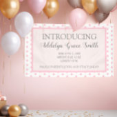 ピンクホワイト水玉模様ベビーガールシャワー入門 横断幕