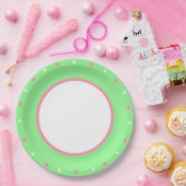 ピンクホワイト水玉模様ミントグリーン ペーパープレート (パーティー)