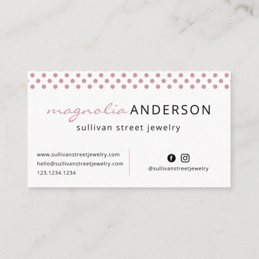 ピンクホワイト水玉模様縁ど 名刺 (裏面)