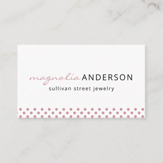 ピンクホワイト水玉模様縁ど 名刺 (正面)