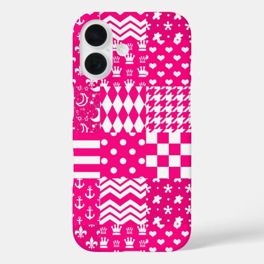 ピンクホワイト混合パターンパッチワークデザイン Case-Mate iPhoneケース (裏面)