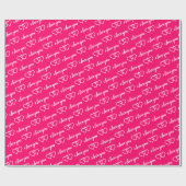 ピンクホワイト私はあなたを愛するハートパターンタイポグラフィ ラッピングペーパー (フラット)