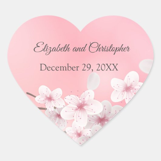 ピンクホワイト結婚フローラブライダルシャワー ハートシール (正面)