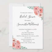 ピンクホワイト赤面フローラグリーンリーブライダルシャワー 招待状 (正面)