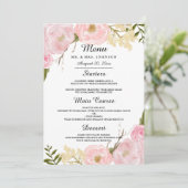 ピンクホワイト赤面ボタニカル結婚ズディナーメニュー メニュー (スタンド正面)