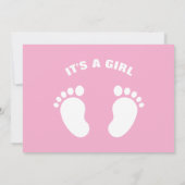 ピンクホワイト足ベビーシャワーおもしろいトレンディーその女の子 サンキューカード (裏面)