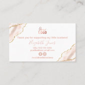 ピンクホワイト金ゴールドゲート購入ありがとう 名刺 (裏面)